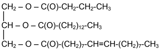 Chemische Strukturformel eines Fettes mit drei Esterbindungen